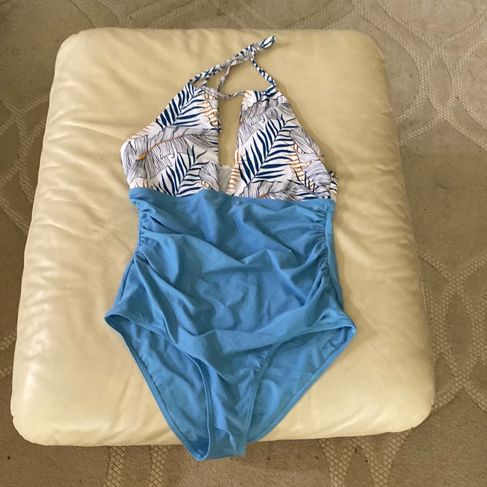 Blue and white full swimsuit never worn